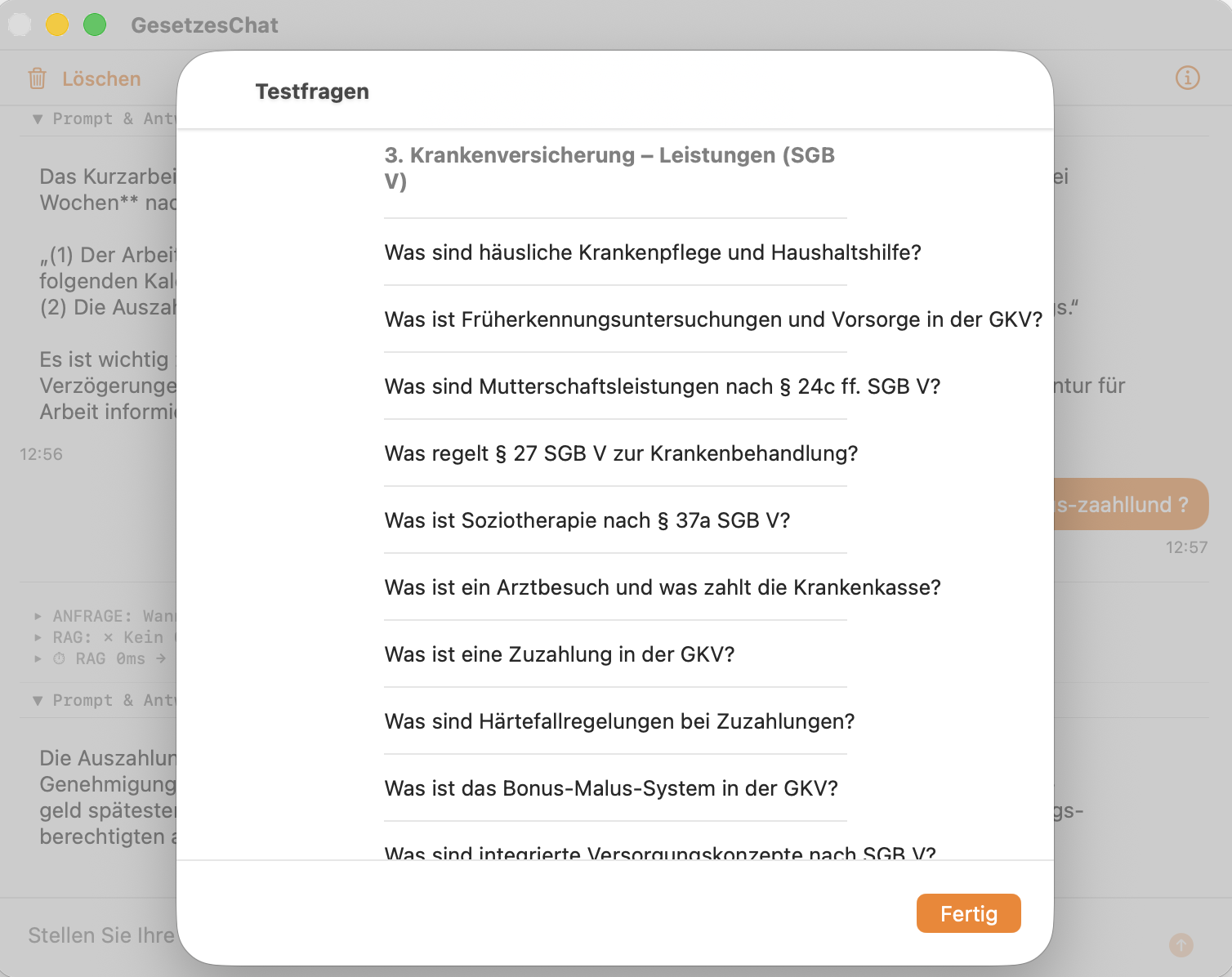 Beispielfragen zur Auswahl