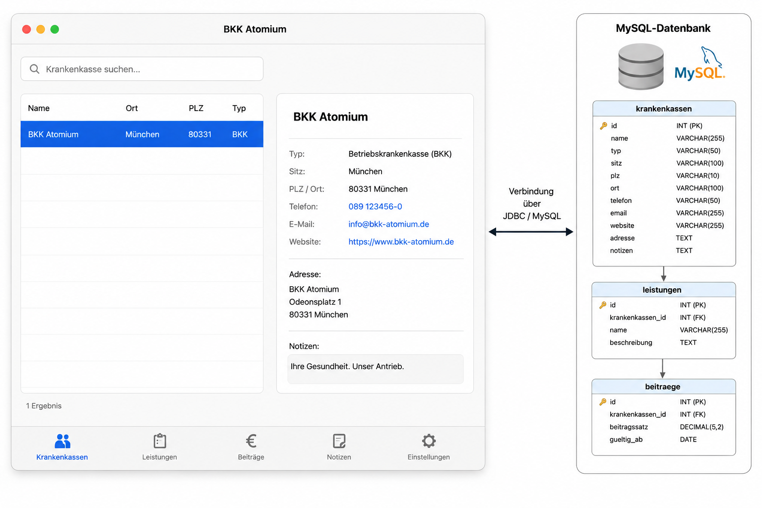 Bestehende macOS-Softwarelösung für die Krankenkassen-Datenbank