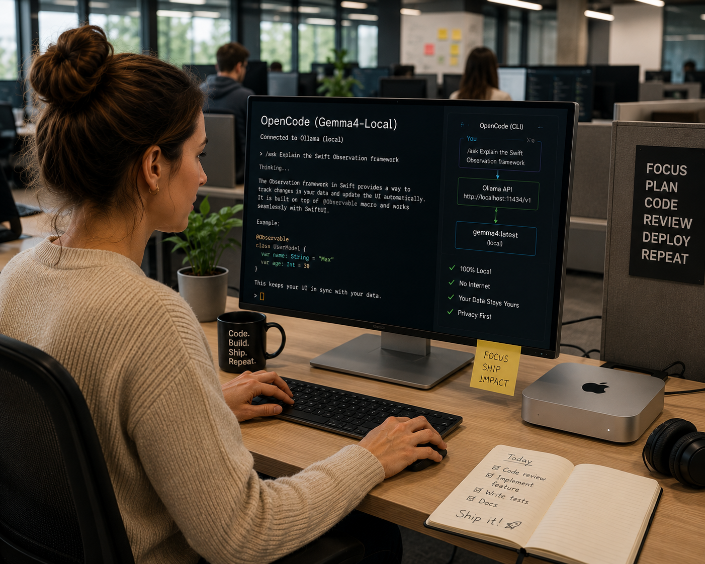 OpenCode lokal mit Ollama und Gemma 4